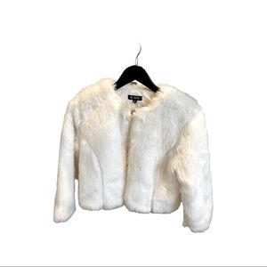 White Faux Fur Jacket-Small